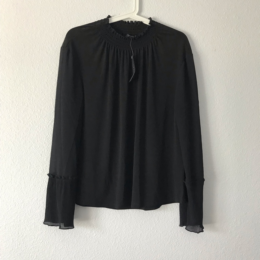 Adiva Small Black High Neck Pleated Blouse - Picture 4 of 8